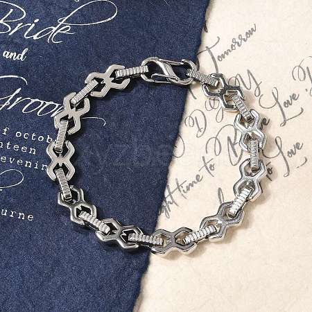 304 Stainless Steel Link Chain Bracelets for Women BJEW-F488-69P-1