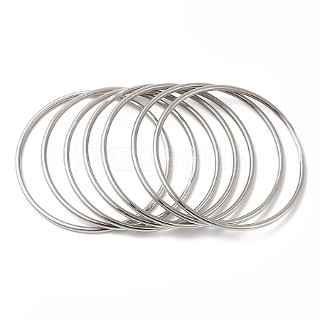 Non-Tarnish 7Pcs 304 Stainless Steel Thin Plain Bangle Sets BJEW-L664-022J-P-1