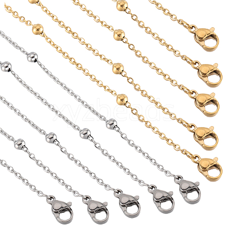 SUNNYCLUE 12Pcs 2 Colors 304 Stainless Steel Satellite Chain Necklaces Set NJEW-SC0001-13-1