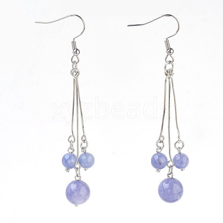 Natural Aquamarine Dangle Earrings EJEW-JE02813-09-1