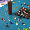  36Pcs 9 Colors Cross Glass Pendant Decoration HJEW-TA0001-08-6