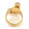 Brass Micro Pave Clear Cubic Zirconia Letter Open Cuff Ring for Women RJEW-M173-01G-L-3