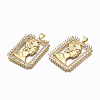 Brass Micro Pave Clear Cubic Zirconia Pendants ZIRC-S067-039-NR-3