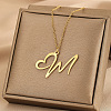 304 Stainless Steel Heart Initial Pendant Necklaces for Women Men FS-WG51A4F-07-1