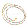 Brass Enamel Column Link Chain Necklaces NJEW-H039-03G-02-2