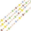 Faceted Cube Glass & Round Beaded Chains CHC-G018-03KCG-03-1