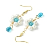 Shell Pearl with Glass Dangle Earring EJEW-JE05931-02-4