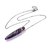 Natural Amethyst Bullet Shaped Perfume Bottle Pendant Necklaces G-B089-02P-08-2