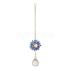 Glass Flower Hanging Suncatchers HJEW-P018-F04-3