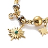 Crystal Rhinestone Star Charm Bracelet BJEW-F466-06G-2