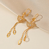 Elegant Brass Clear Cubic Zirconia Tassels Half Round Hoop Earrings EN3246-1