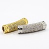 CZ Jewelry Brass Micro Pave Cubic Zirconia Hollow Curved Tube Beads ZIRC-M024-11-1