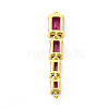Brass Pave Cubic Zirconia Connector Charms KK-G458-01G-01-2