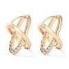 Brass Micro Pave Clear Cubic Zirconia Hoop Earrings EJEW-C121-11G-1