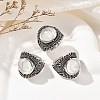 Natural Quartz Crystal Adjustable Rings RJEW-I108-03AS-08-1