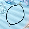 4mm Natural Lava Rock Round Beaded Necklaces NJEW-JN05007-2