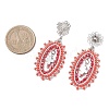 3 Pairs Cross Oval Glass Seed Bead Woven Stud Earrings EJEW-MZ00595-6
