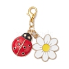 Ladybug & Flower Alloy Enamel Pendant Decoration HJEW-JM02600-4