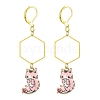 Rack Plating Alloy Cat Dangle Leverback Dangle Earrings EJEW-JE05502-02-1