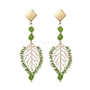 Natural White Jade Leaf Stud Earrings EJEW-MZ00252-1