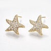 Brass Micro Pave Cubic Zirconia Stud Earring Findings KK-S350-023G-1