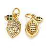 Brass Micro Pave Cubic Zirconia Charms X-ZIRC-L093-18G-2