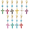 Cross Glass Seed Beads Pendant Decoration HJEW-MZ00110-1