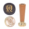 European Style Round Golden Tone Brass Letter Wax Seal Stamps PW-WG011B8-19-1