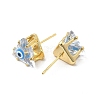 Triangle Glass with Enamel Evil Eye Stud Earrings EJEW-P210-01G-10-2