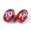 Printed & Spray Painted Opaque Glass Beads GLAA-S047-07B-D01-2