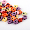 Opaque Acrylic Flower Horizontal Hole Letter Beads X-SACR-Q126-06-1