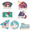 7Pcs 7 Styles Sports Themed Alloy Enamel Brooches JEWB-SC0001-69-1