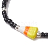 Halloween Candy Corn Acrylic & Glass Seed Beaded Stretch Bracelets Women BJEW-JB10525-01-3