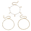 Round ABS Imitation Pearl Beaded Chains & 304 Stainless Steel Cable Chains Stackable Bracelets for Women BJEW-JB12452-02-4