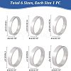 Unicraftale 6Pcs 6 Style 304 Stainless Steel Flat Plain Band Finger Ring for Women RJEW-UN0001-16-5