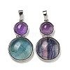 Natural Fluorite & Natural Amethyst Pendants G-G147-06P-01-1