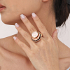 Three Flat Round Zinc Alloy Enamel Stretch Finger Rings WGEE978-07-2