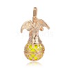 Golden Plated Brass Hollow Round Cage Pendants KK-J249-02G-3