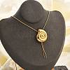 Brass Shell Shape Pendant Snake Chain Necklace for Women NJEW-F333-01G-5