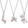 3Pcs 3 Styles 304 Stainless Steel Bear Dog Pendant Necklaces for Women Men NJEW-JN05414-2