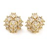 Brass Micro Pave Clear Cubic Zirconia Stud Earrings EJEW-B065-01G-1