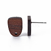 Walnut Wood Stud Earring Findings X-WOOD-S054-46-4