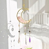 Natural Rose Quartz Wrapped Moon Hanging Ornaments PW-WG20005-10-1