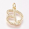 Brass Micro Pave Cubic Zirconia Letter Pendants ZIRC-A010-B01-2