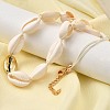 304 Stainless Steel & Natural Cowrie Shell Beaded Necklaces for Women NJEW-F356-03G-5