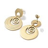 Flat Round 201 Stainless Steel Dangle Stud Earrings EJEW-D084-03G-4