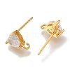 Brass Clear Cubic Zirconia Stud Earrings Finding for Women EJEW-B107-14G-2