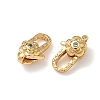 Flower Brass Micro Pave Cubic Zirconia Lobster Claw Clasps KK-Z136-22G-04-2