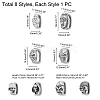 8Pcs 8 Style 304 Stainless Steel Slide Charms STAS-UN0021-02-4