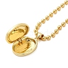 Real 18K Gold Plated Brass Pave Shell Ball Chain Locket Pendant Necklaces for Women NJEW-K381-02B-G-2